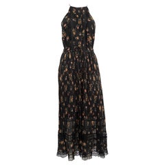 Used Zimmermann Black Floral Pleated Midi Dress Size M