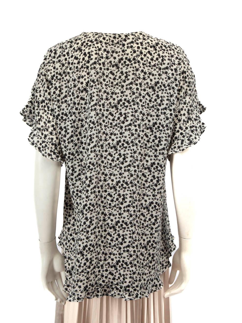 Zimmermann Black Floral Short Sleeve Blouse Size XL In Good Condition In London, GB