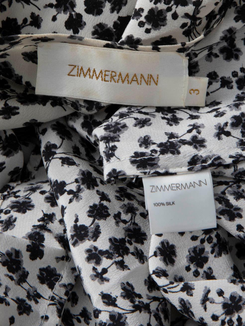 Zimmermann Black Floral Short Sleeve Blouse Size XL 4