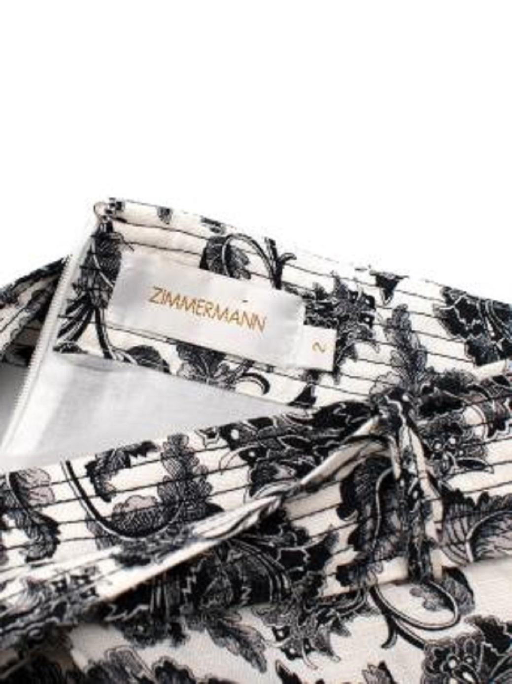 Zimmermann Black & ivory toile print silk-satin camisole & linen skirt For Sale 3