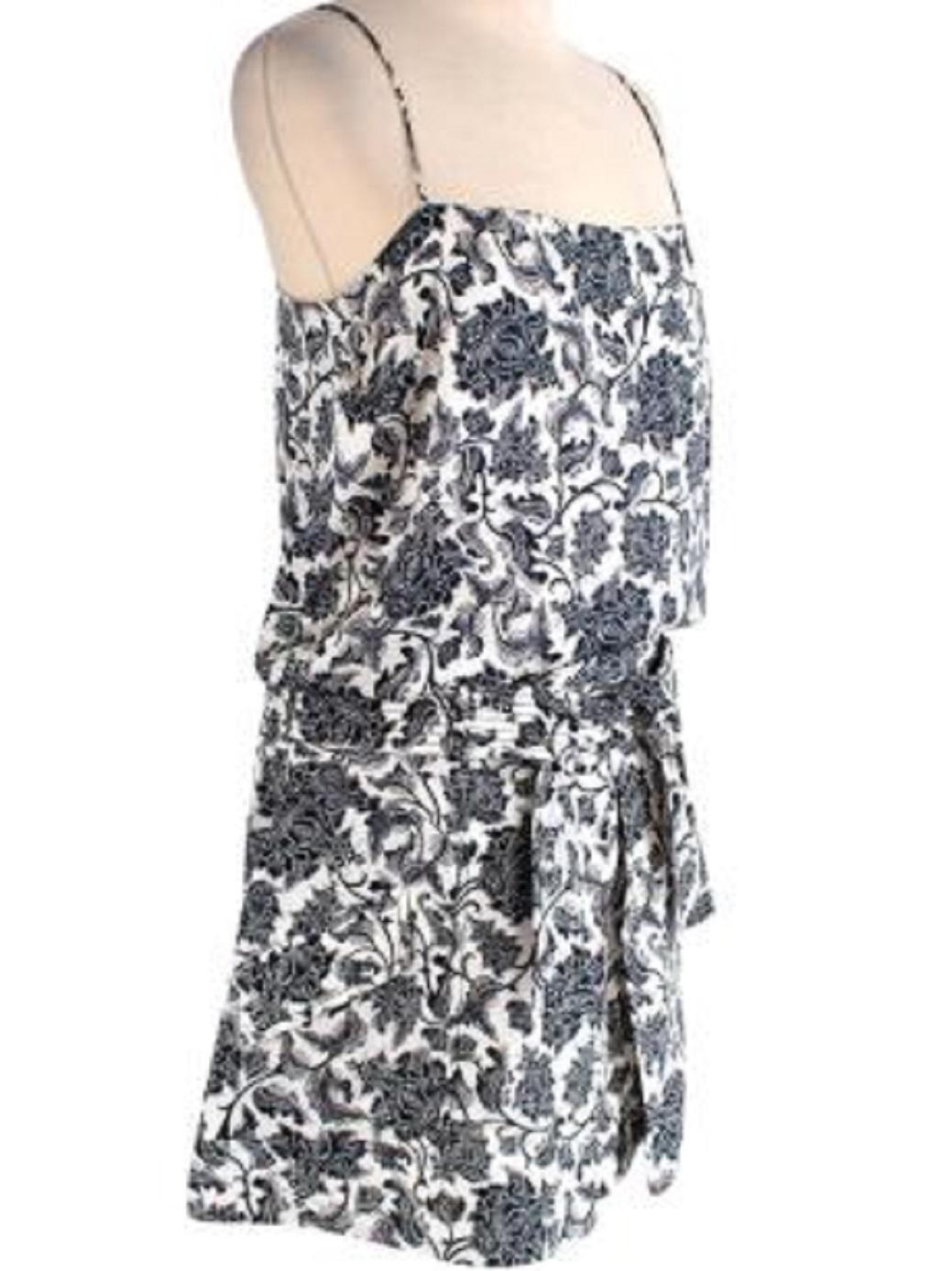 Zimmermann Black & ivory toile print silk-satin camisole & linen skirt For Sale 4