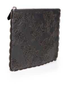 Zimmermann Black Leather Floral Laser Cut Clutch