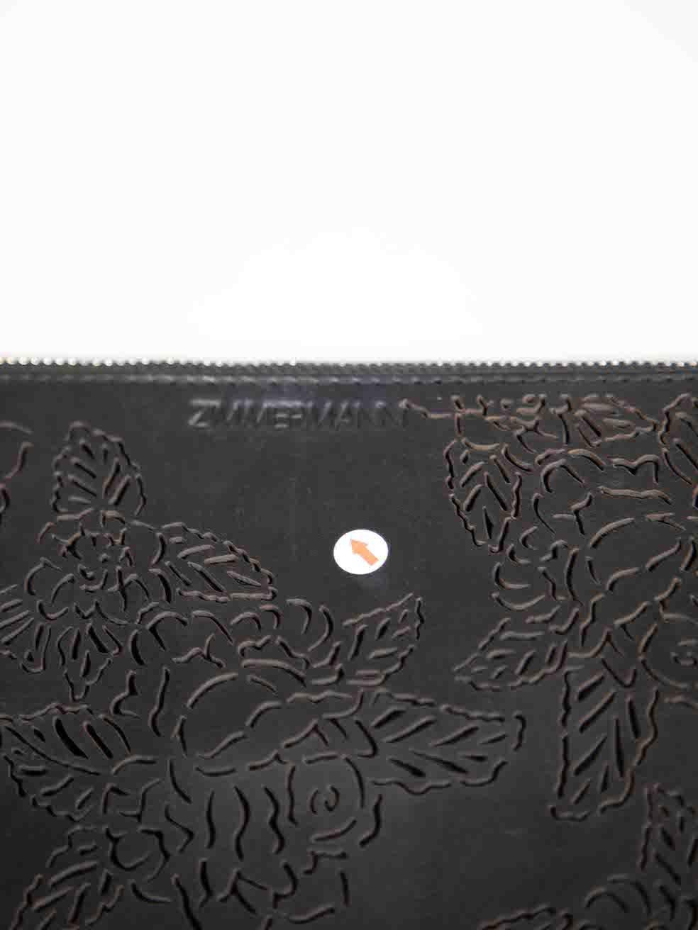 Zimmermann Black Leather Floral Laser Cut Clutch For Sale 2