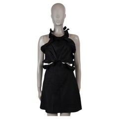 ZIMMERMANN black linen 2022 POSTCARD CUT-OUT MINI Dress 0 XS