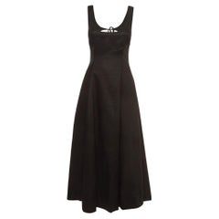 Zimmermann Black Linen Open-Back Midi Dress L