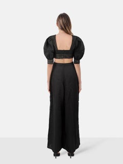 Zimmermann Black Linen Top & Trousers Set Size M