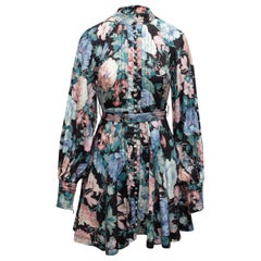 Zimmermann Black & Multicolor Linen Floral Print Dress