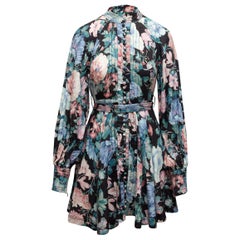  Zimmermann Black & Multicolor Linen Floral Print Dress