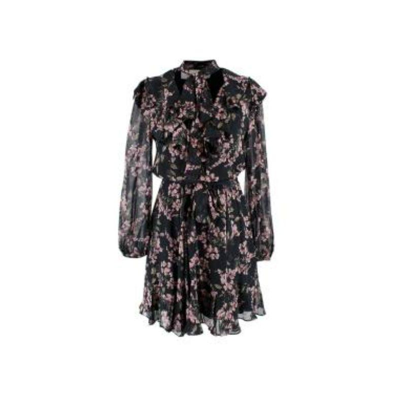 Zimmerman Black & Pink Floral Print Mini Dress

-Layered skirt 
-Pleated 
-Lined 
-Pussy bow detail & V-neck 
-Elasticated cuffs & sheer sleeve 
-Belt loops 
-Self tie waist belt 
-Concealed zip at the side 

Material: 

100% Viscose 

PLEASE NOTE,
