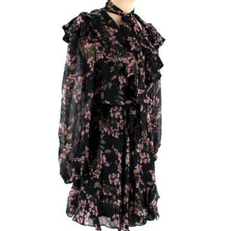 Zimmermann Black & Pink Floral Print Mini Dress In Excellent Condition For Sale In London, GB