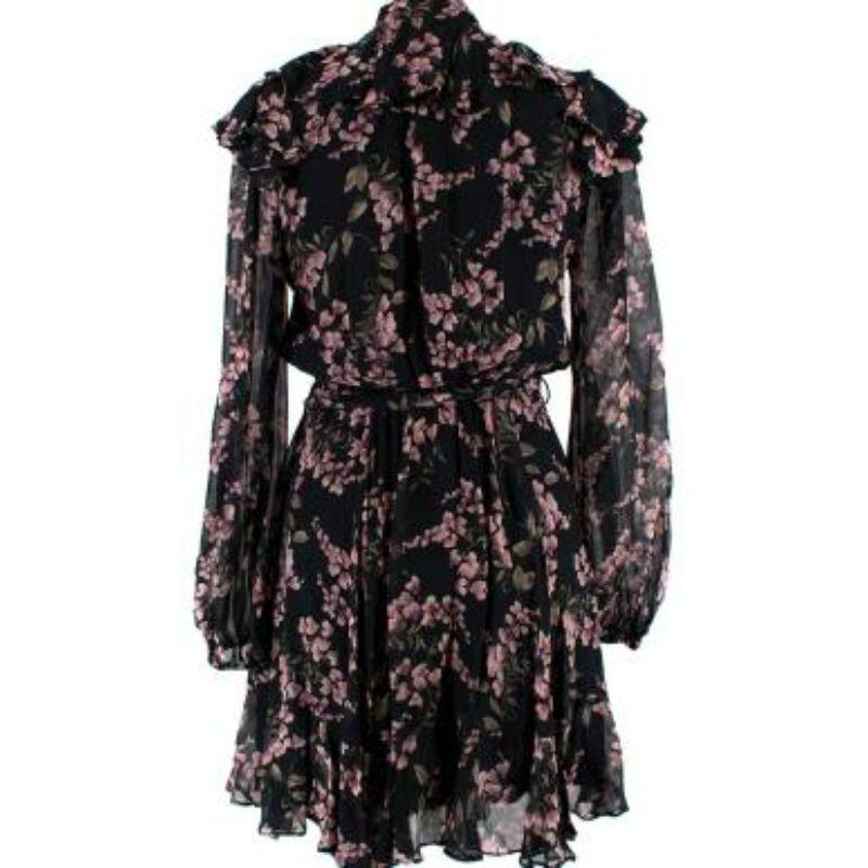 Women's Zimmermann Black & Pink Floral Print Mini Dress For Sale
