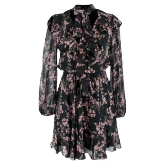 Zimmermann Black & Pink Floral Print Mini Dress For Sale
