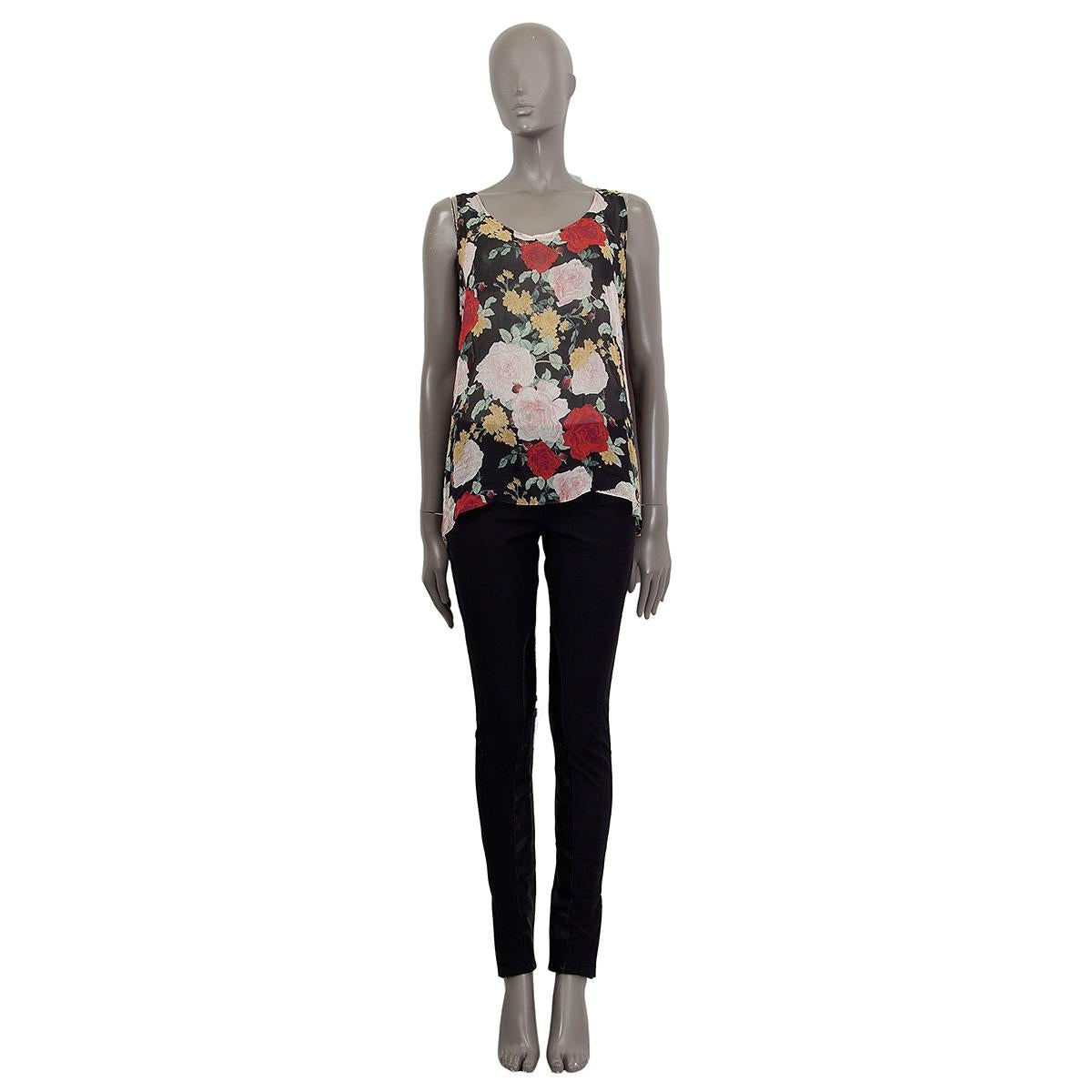 100% authentic Zimmermann sheer tank-top in black, red, rose, yellow and green silk (100%) with a casual fit, round neckline and floral print. Unlined. Has been worn and is in excellent condition. 

Measurements
Tag Size	2
Size	M
Shoulder Width	34cm