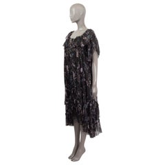 ZIMMERMANN black silk PARADISO FLOATING FLORAL MIDI Dress 1 S