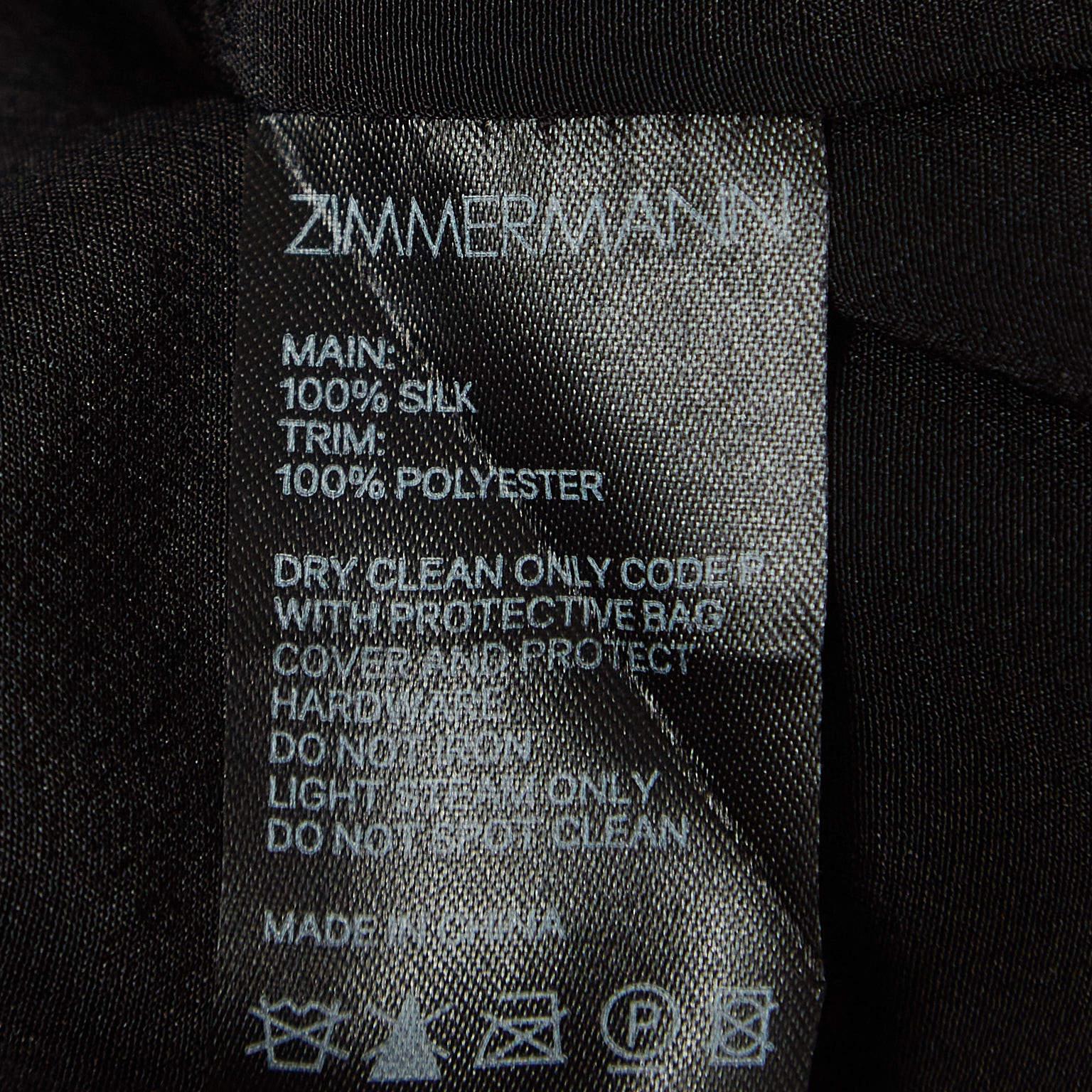 Zimmermann Black Silk Pleated Frill Midi Dress S In Excellent Condition In Dubai, Al Qouz 2