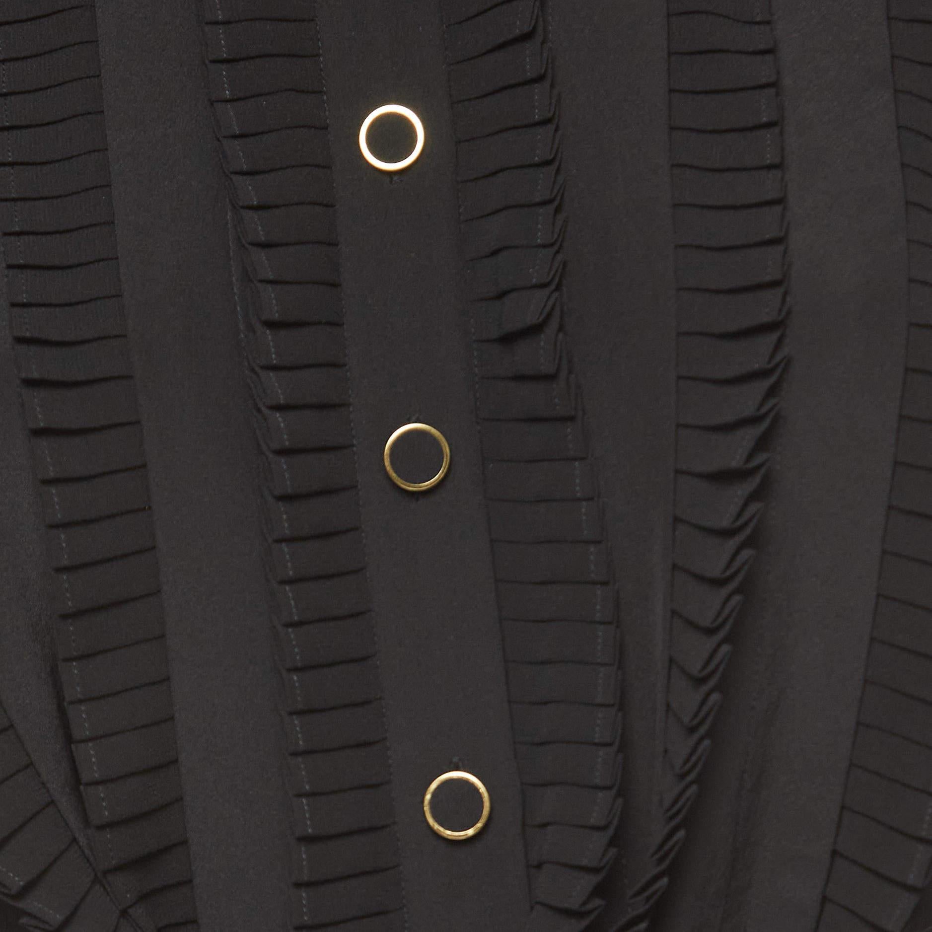 Zimmermann Black Silk Pleated Frill Midi Dress S 2