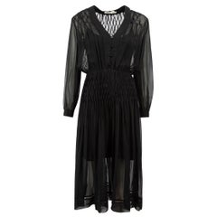 Zimmermann - Robe en soie noire transparente à smocks - Taille S