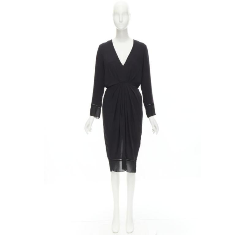 ZIMMERMANN vestido negro con cuello en V y cintura fruncida con detalle de rejilla US0 XS en venta 5
