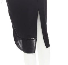 ZIMMERMANN black V-neck gathered waist lattice detail dress US0 XS