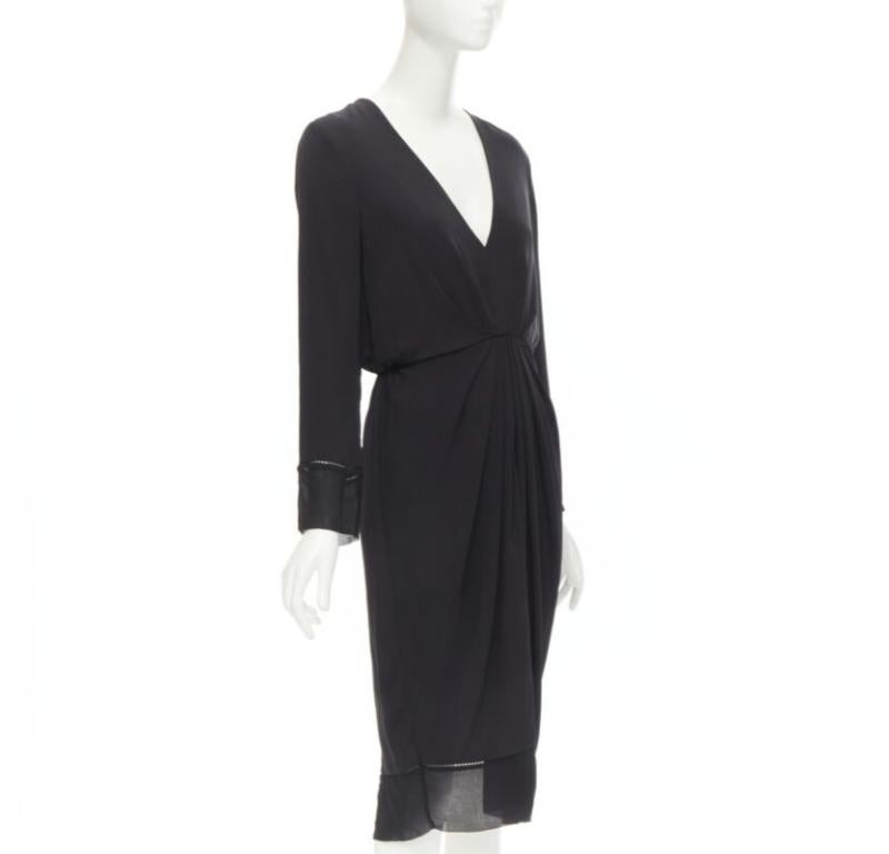 ZIMMERMANN vestido negro con cuello en V y cintura fruncida con detalle de rejilla US0 XS Negro en venta