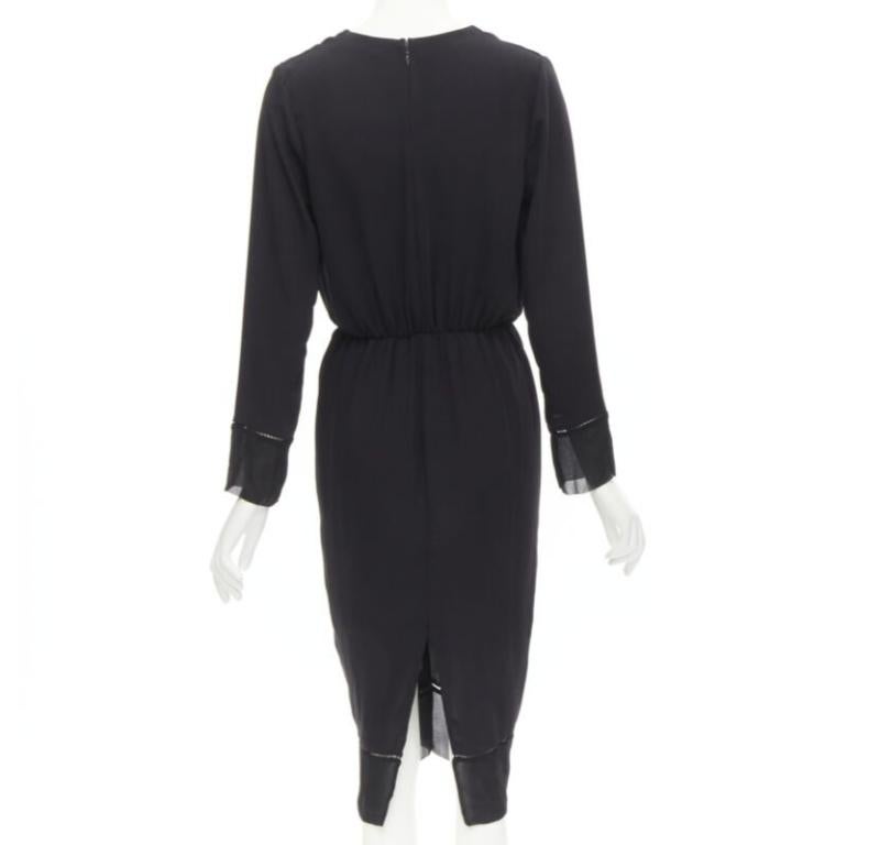 De las mujeres ZIMMERMANN vestido negro con cuello en V y cintura fruncida con detalle de rejilla US0 XS en venta