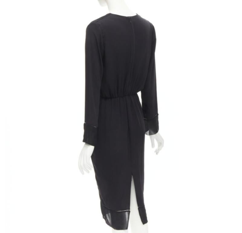 ZIMMERMANN vestido negro con cuello en V y cintura fruncida con detalle de rejilla US0 XS en venta 1