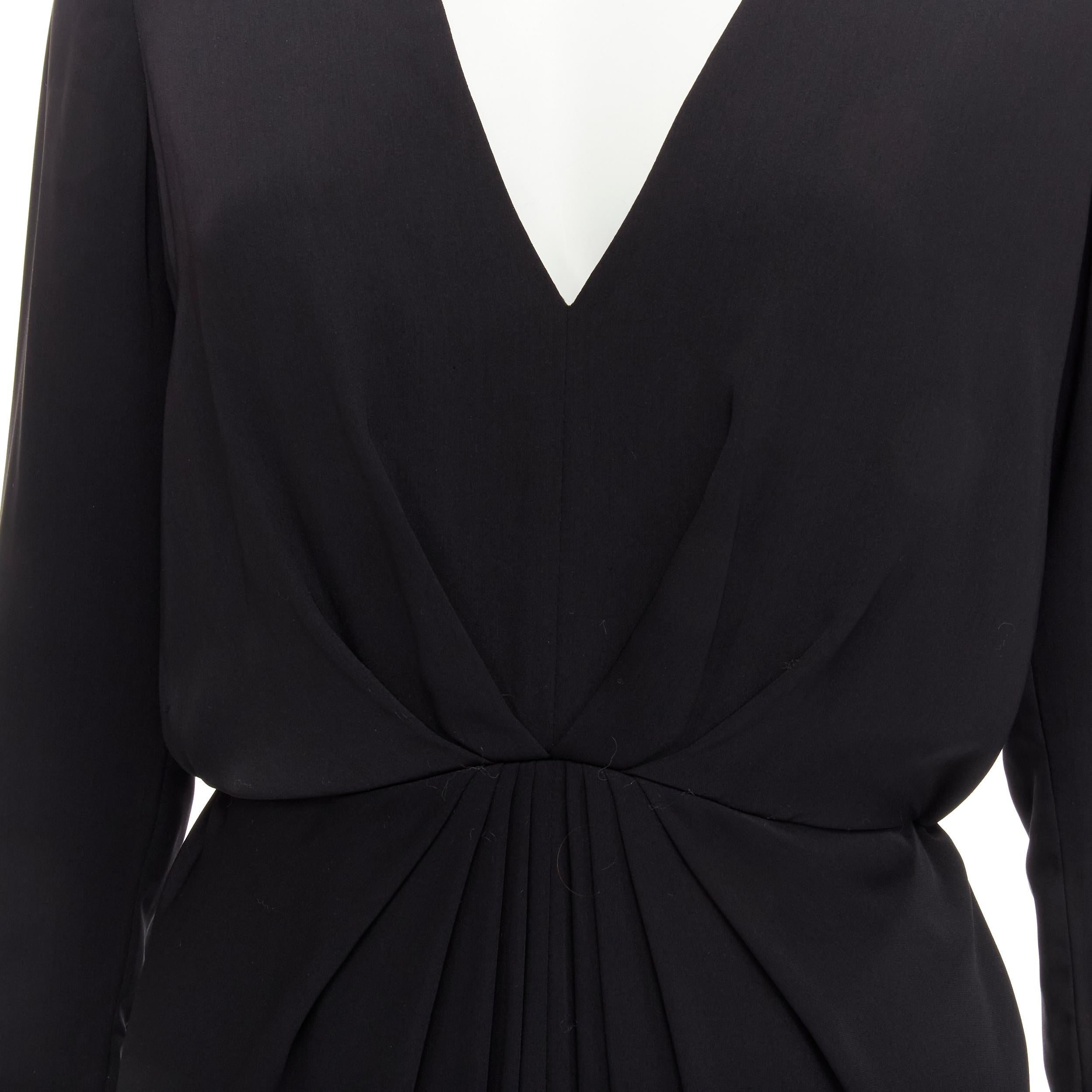 Women's ZIMMERMANN black V-neck gathered waist lattice detail dress US0 XS For Sale