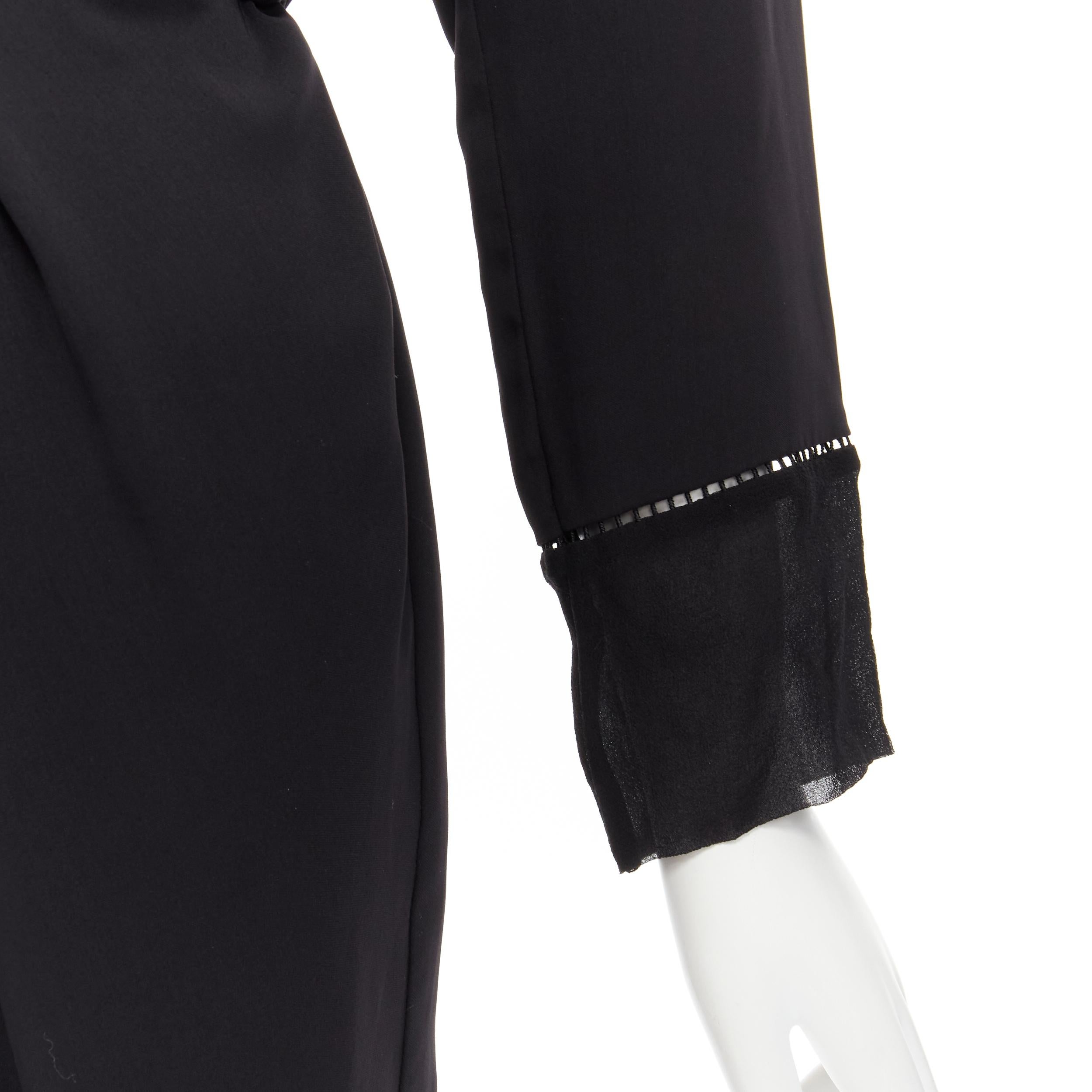 ZIMMERMANN black V-neck gathered waist lattice detail dress US0 XS For Sale 1