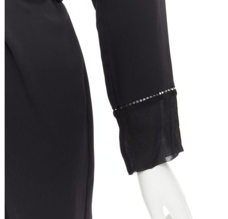 ZIMMERMANN vestido negro con cuello en V y cintura fruncida con detalle de rejilla US0 XS en venta 3