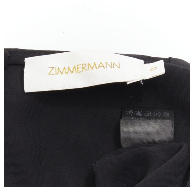 ZIMMERMANN vestido negro con cuello en V y cintura fruncida con detalle de rejilla US0 XS en venta 4