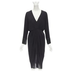 ZIMMERMANN vestido negro con cuello en V y cintura fruncida con detalle de rejilla US0 XS
