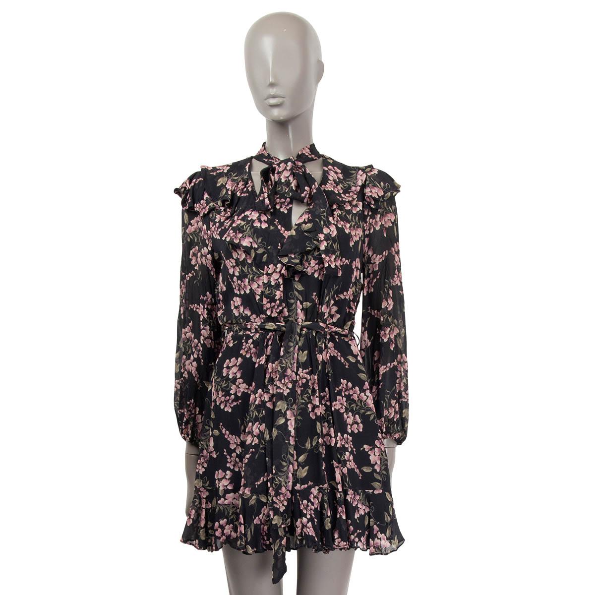 ZIMMERMANN viscosa negra FLOUNCE FLORAL MINI Vestido S Negro en venta
