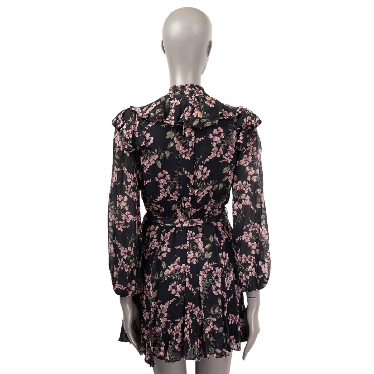 De las mujeres ZIMMERMANN viscosa negra FLOUNCE FLORAL MINI Vestido S en venta