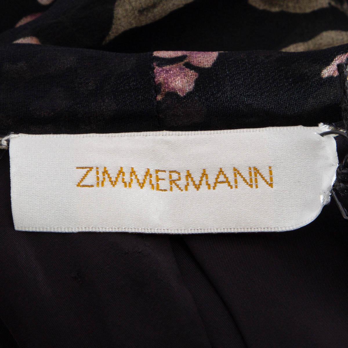 ZIMMERMANN black viscose FLEETING FLOUNCE FLORAL MINI Dress S For Sale 1