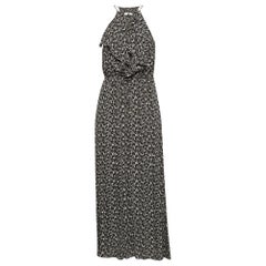 Zimmermann Black/White Floral Print Crepe Tie-Up Detail Maxi Dress M