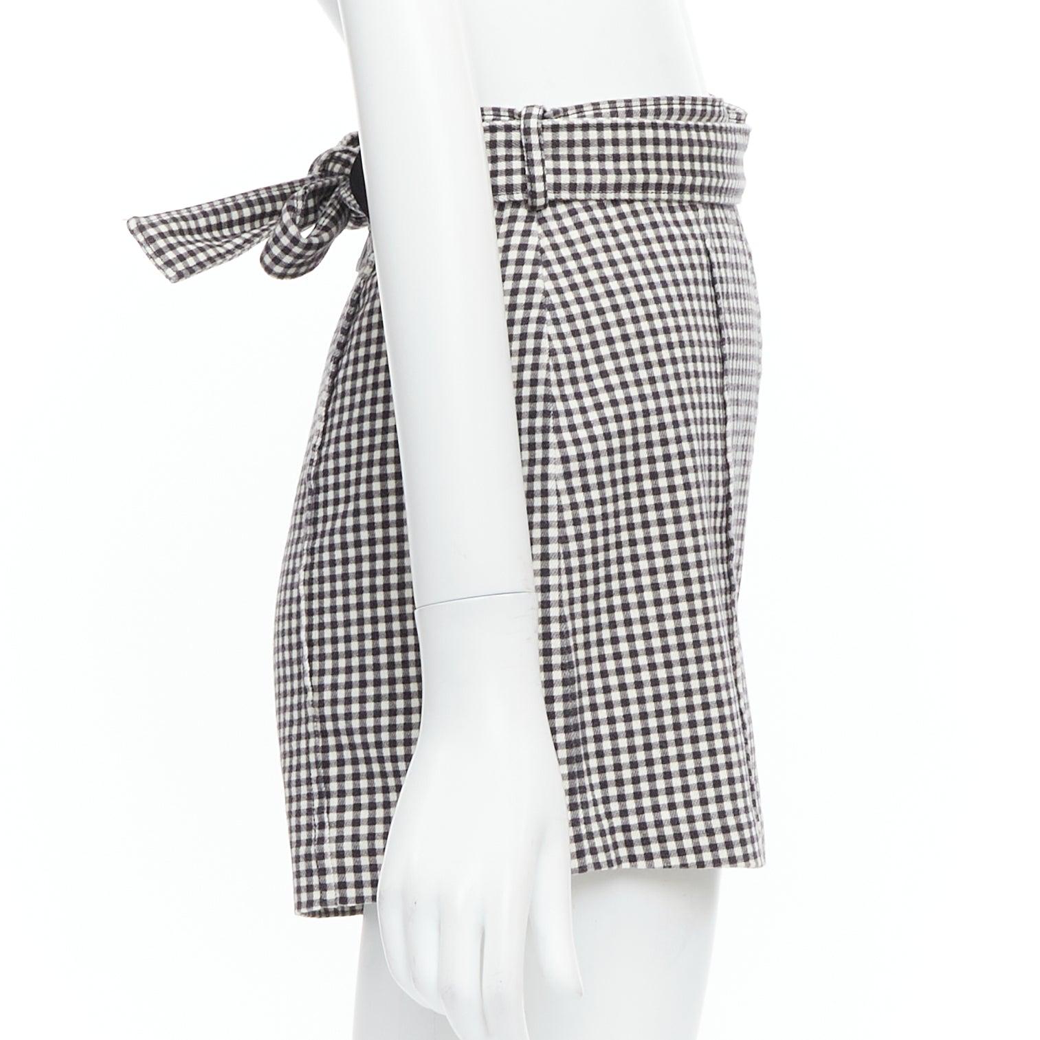 ZIMMERMANN black white gingham print high waisted shorts US0 XS In Excellent Condition For Sale In Hong Kong, NT