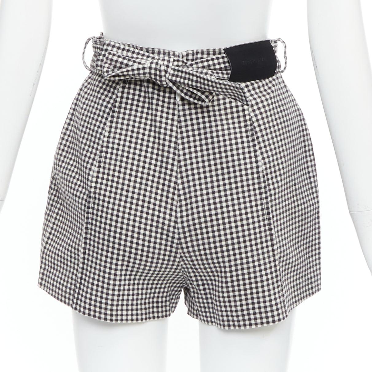 Women's ZIMMERMANN black white gingham print high waisted shorts US0 XS For Sale