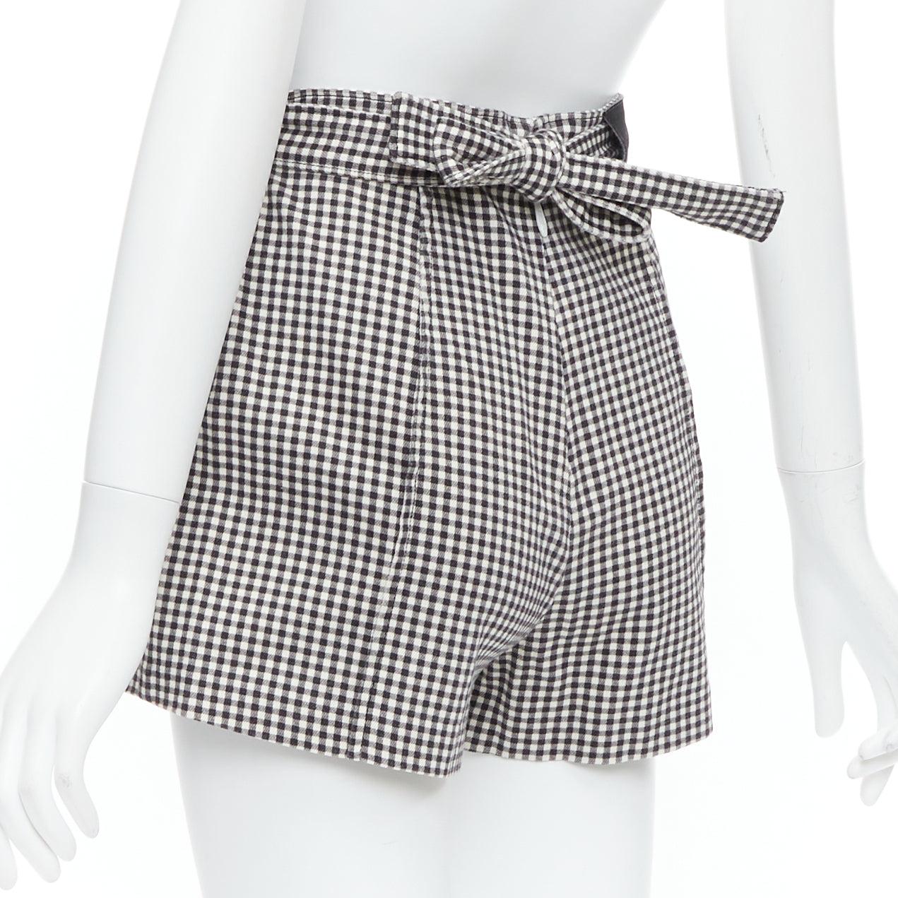 ZIMMERMANN black white gingham print high waisted shorts US0 XS For Sale 1