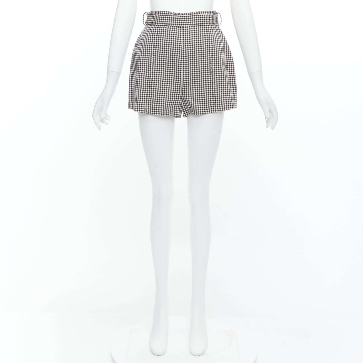 ZIMMERMANN black white gingham print high waisted shorts US0 XS For Sale 4