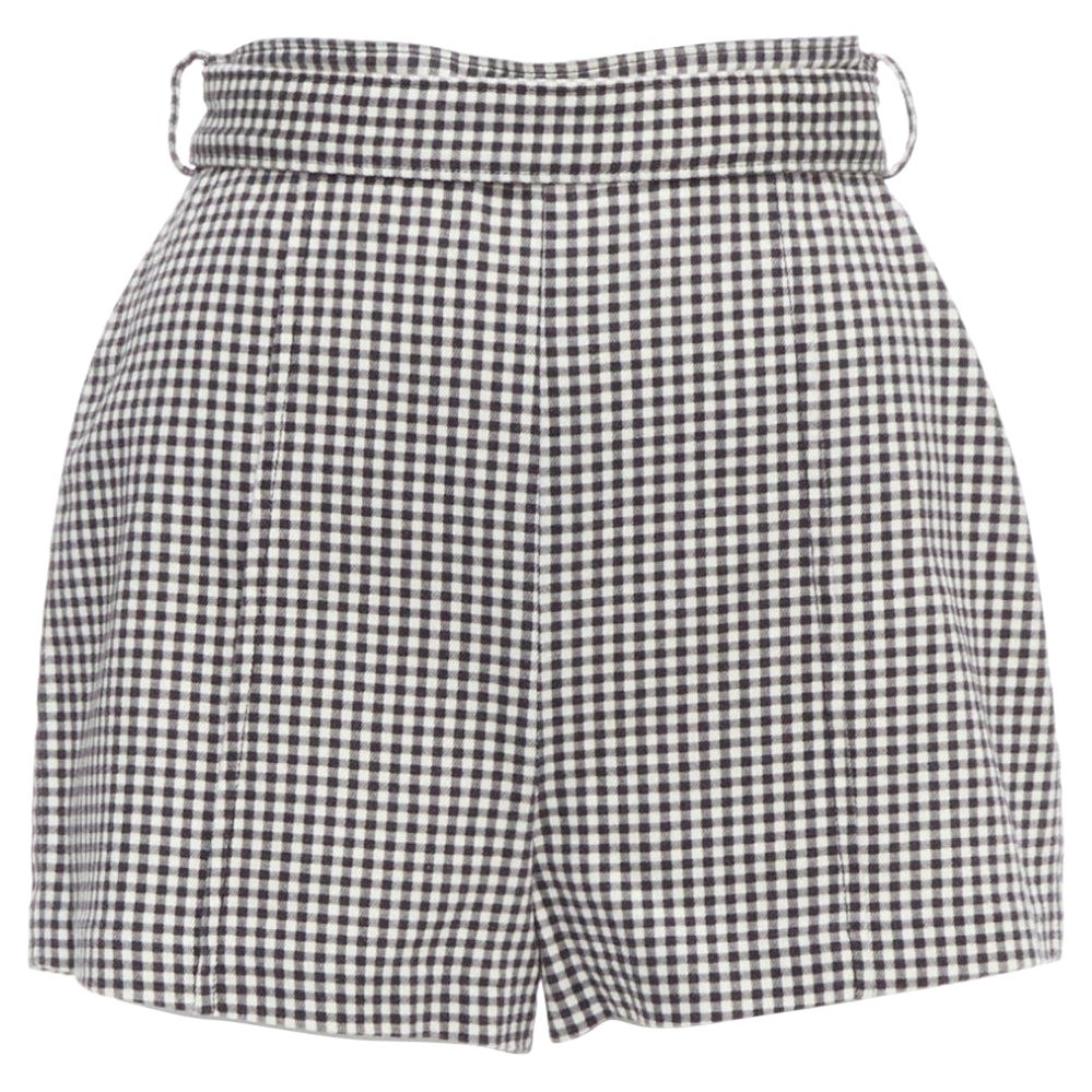 ZIMMERMANN black white gingham print high waisted shorts US0 XS