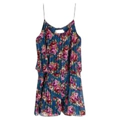 Zimmermann blue floral plisse georgette playsuit
