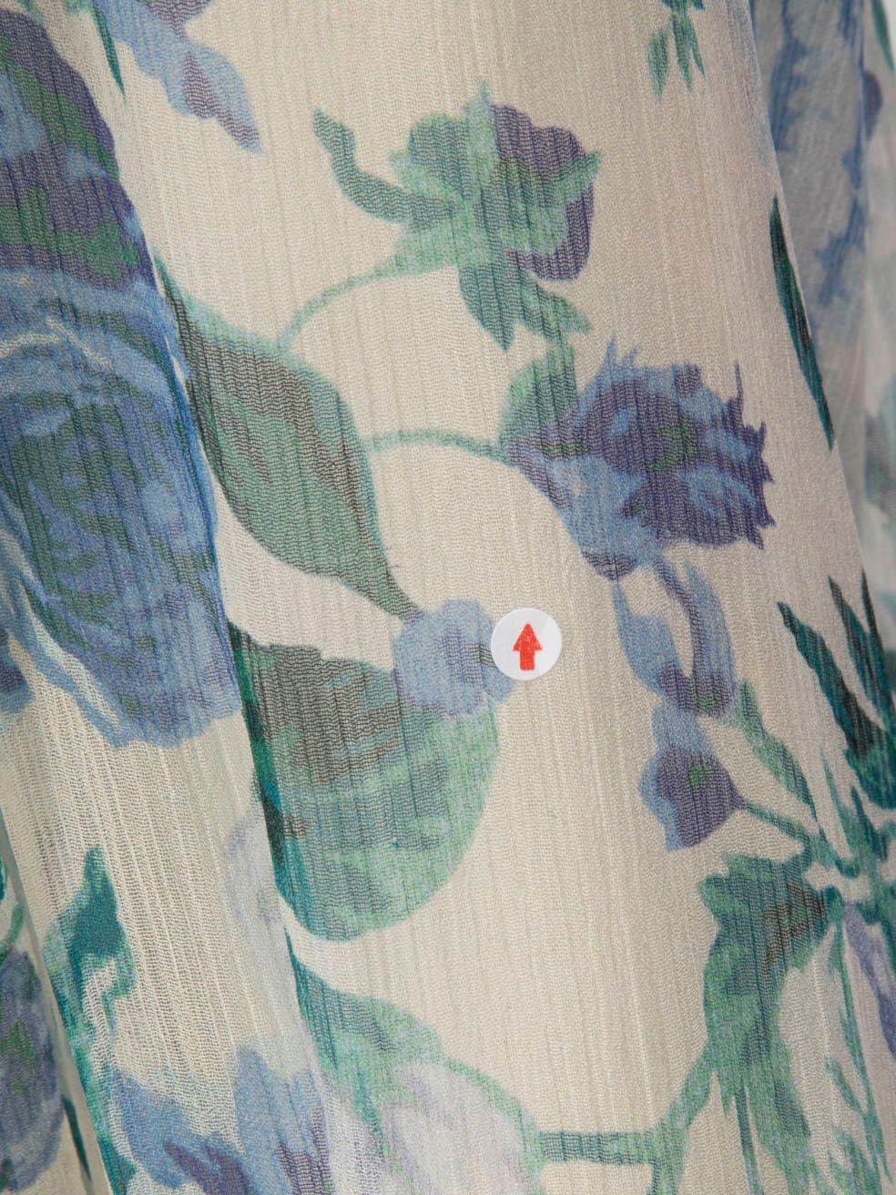 Zimmermann Blue Floral Silk Ruffle Trim Sheer Top Size S For Sale 5