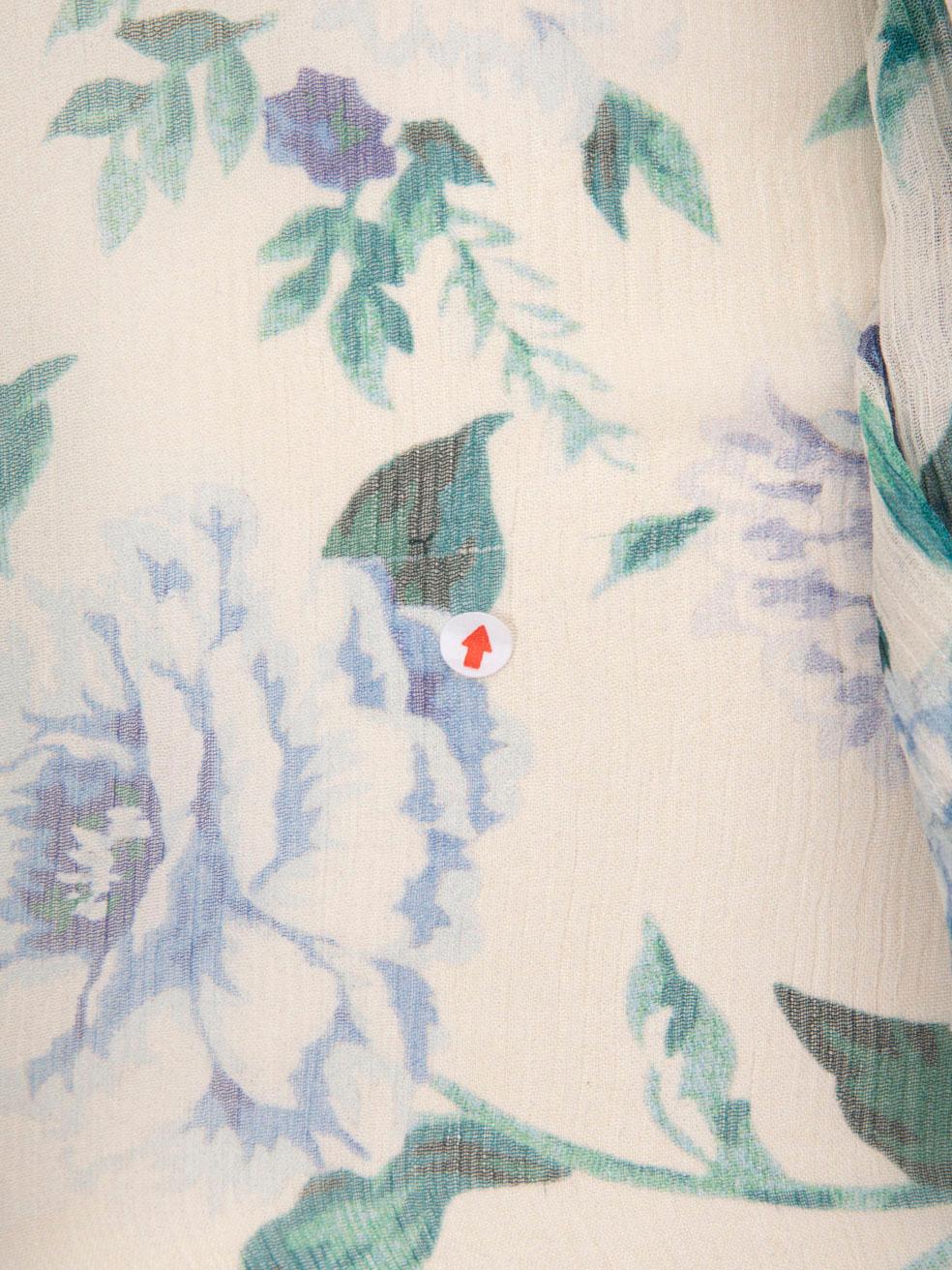 Zimmermann Blue Floral Silk Ruffle Trim Sheer Top Size S For Sale 1