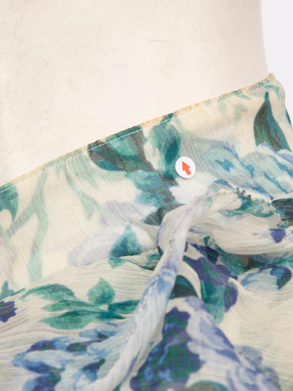 Zimmermann Blue Floral Silk Ruffle Trim Sheer Top Size S For Sale 3