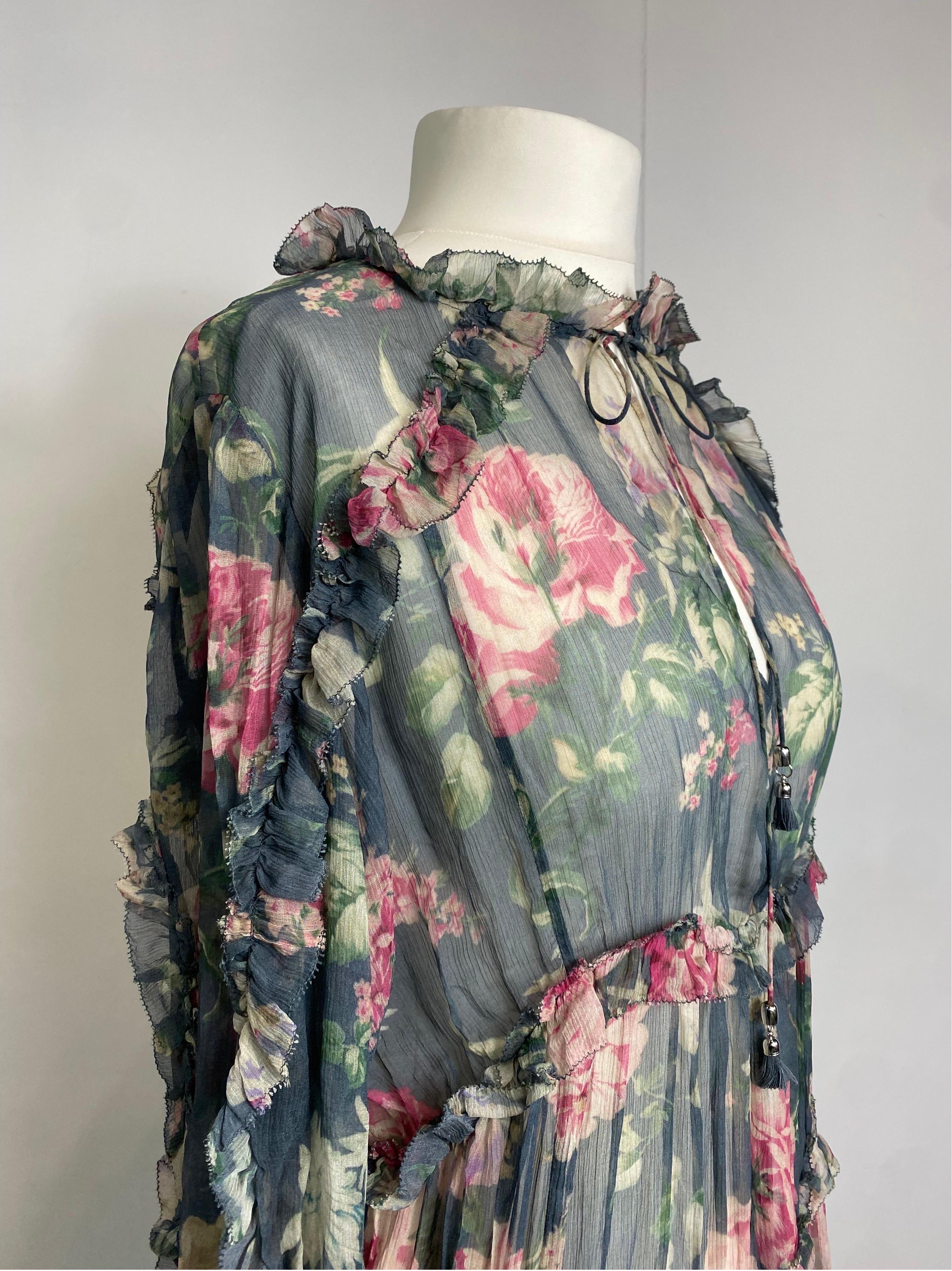 Women's or Men's Zimmermann blue floreal silk long Dress