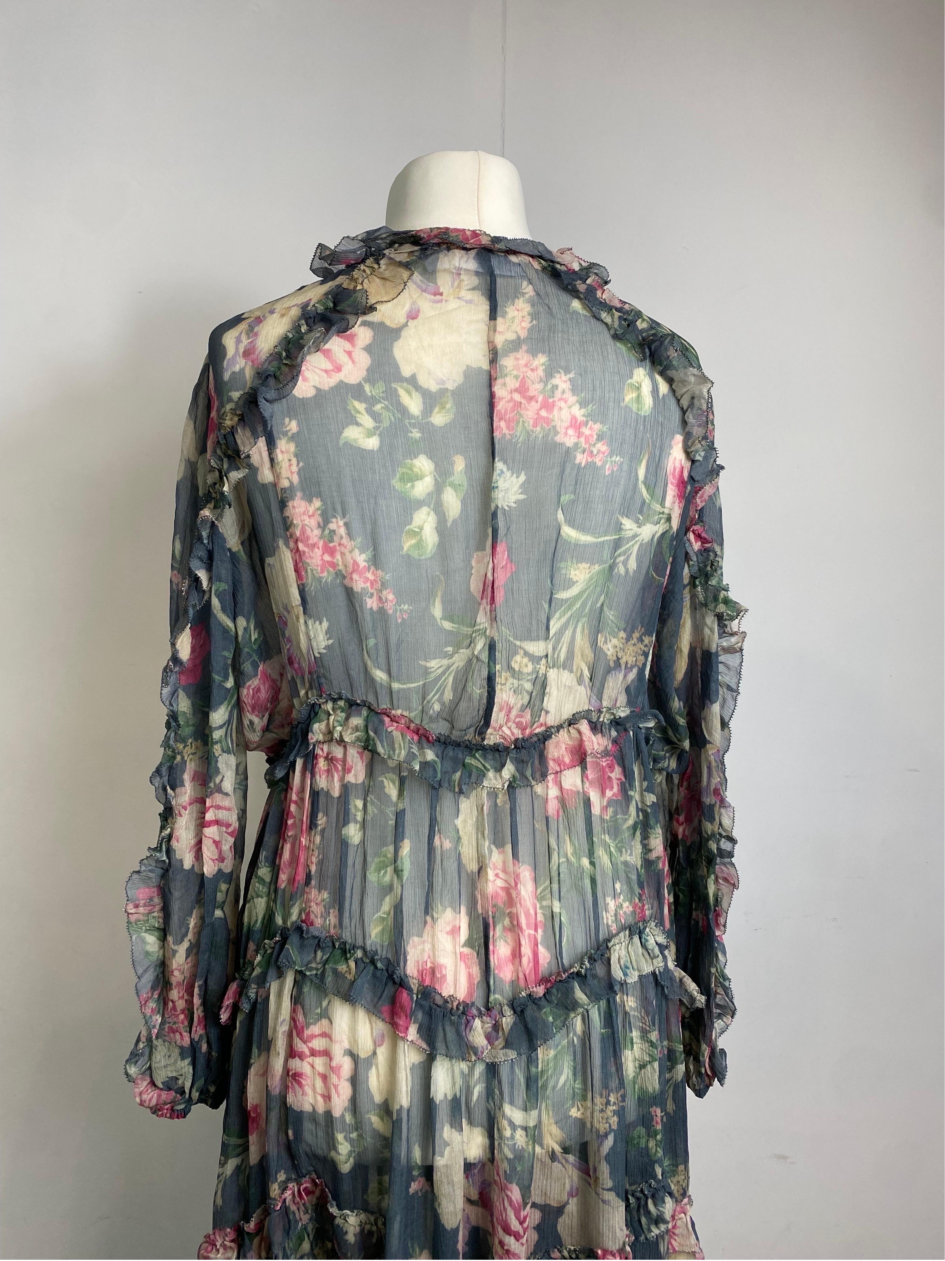 Zimmermann blue floreal silk long Dress 2