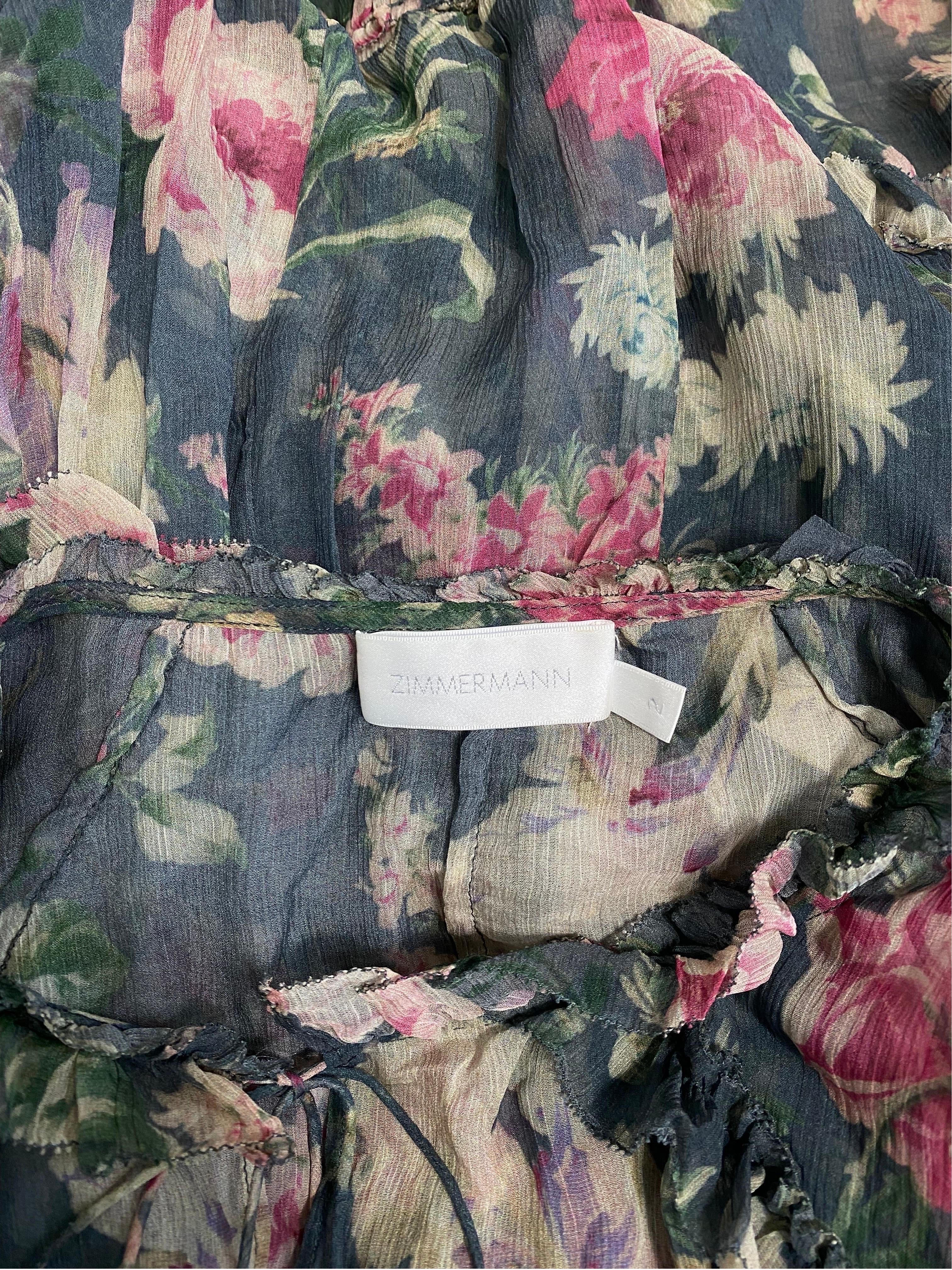 Zimmermann blue floreal silk long Dress 3