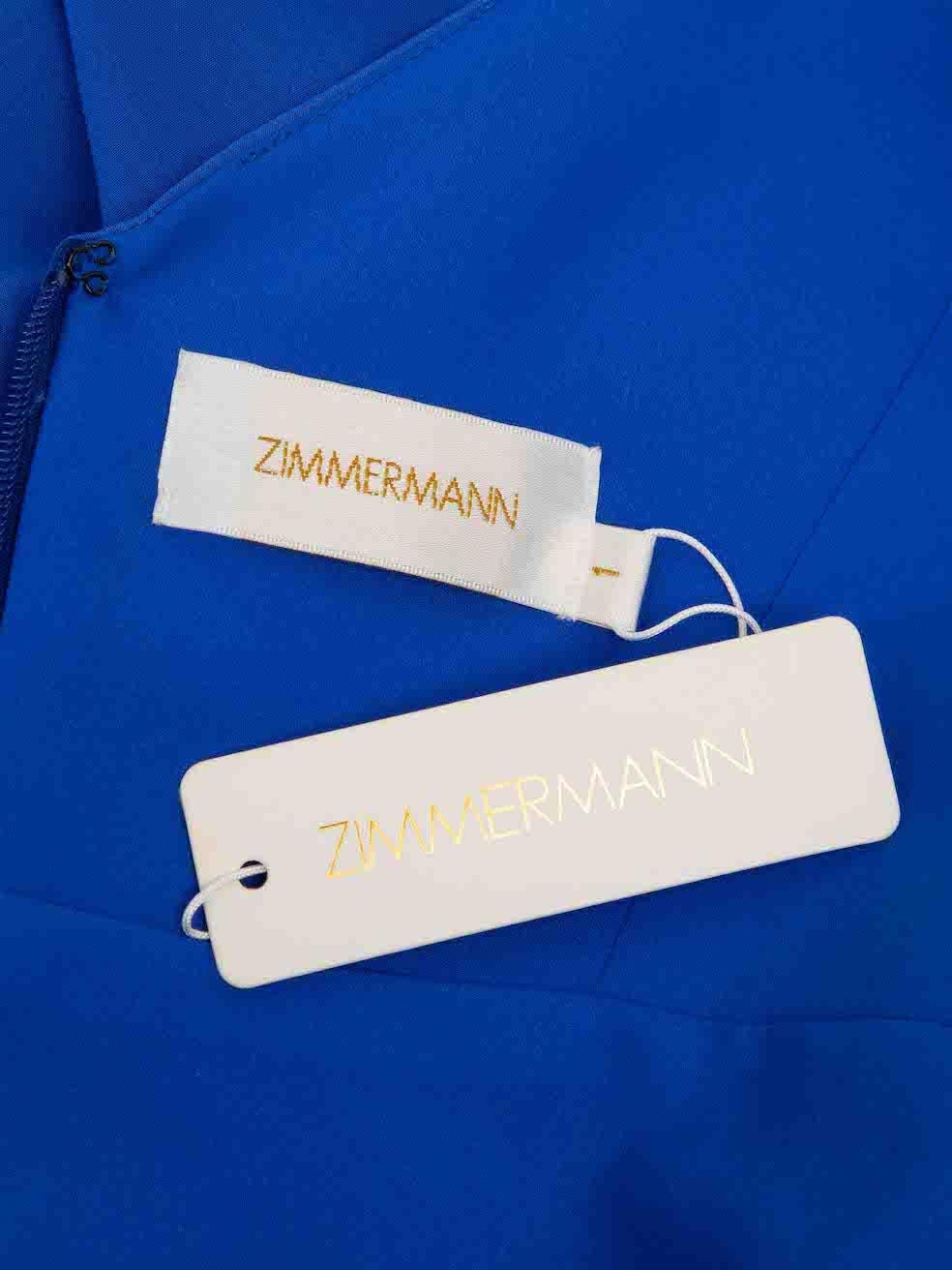 Women's Zimmermann Blue Mini Silk V Tuck Dress Size M For Sale
