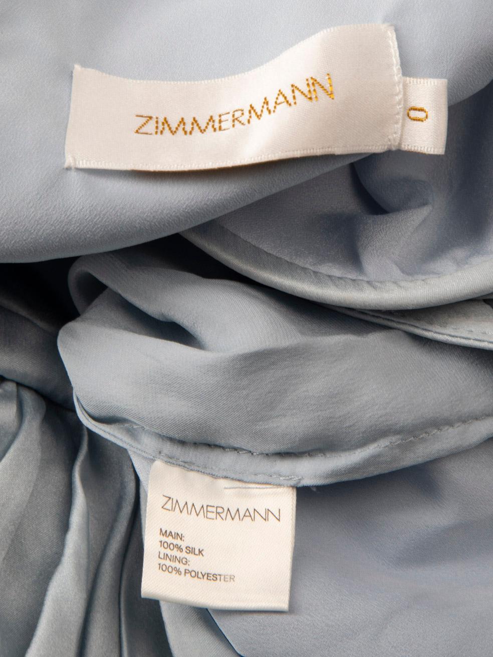 Zimmermann Blue Silk Asymmetric Midi Dress Size S 2