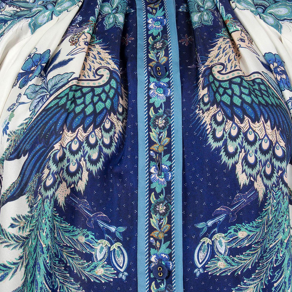 Blue ZIMMERMANN blue silk GLASSY PLACEMENT FLORAL MINI Dress 0P XXS
